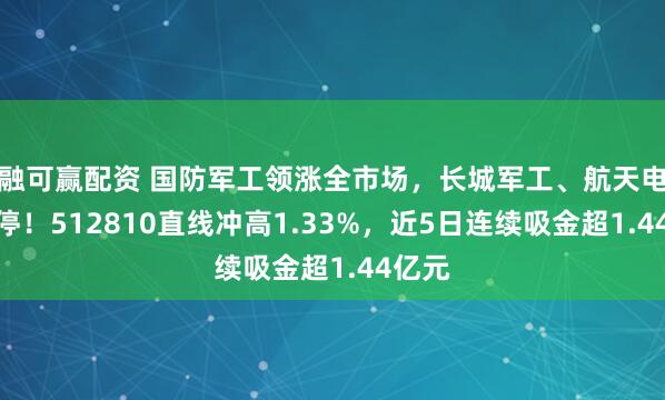 融可赢配资 国防军工领涨全市场，长城军工、航天电子涨停！512810直线冲高1.33%，近5日连续吸金超1.44亿元